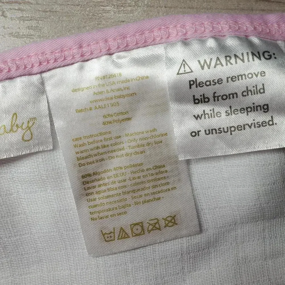 Ideal Baby Girl Pink and Green Bib and Burp Cloth Bundle 2 Pieces NWOT